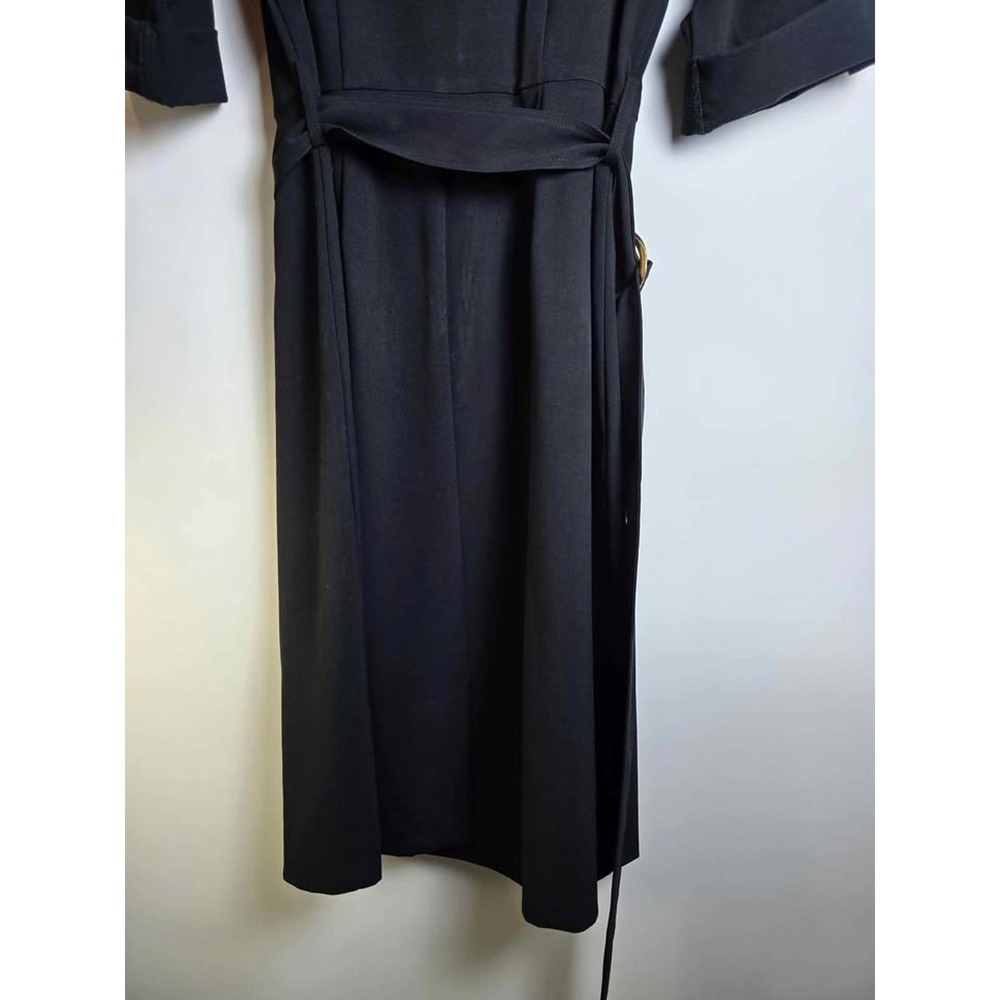 Roz & Ali Womens Black Zip Front Utility Belted Midi Dress Size 6 Gold Hardware - Picture 7 of 9